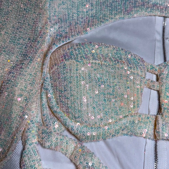 Fashion Nova Sequin Extra Long Sleeve Crop Top - Picture 2 of 6